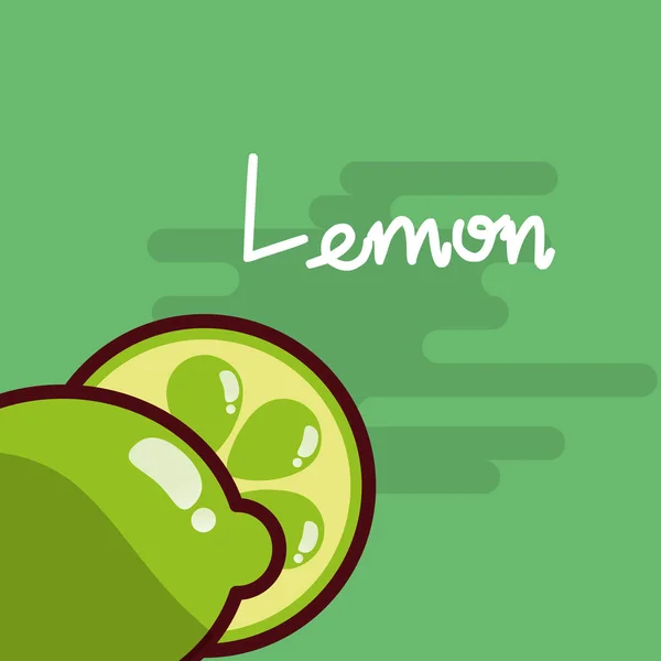 Fruta de limón delicioso cartel brillante — Vector de stock