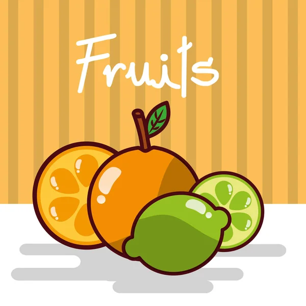 Frutas de naranja y limón fresco collage jugoso — Vector de stock