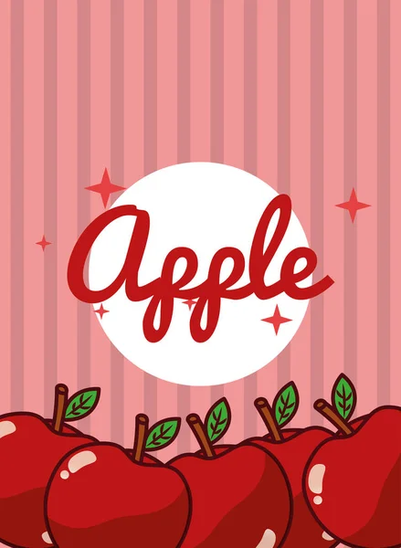 Полосатый яркий фон свежие фрукты яблоко — стоковый вектор