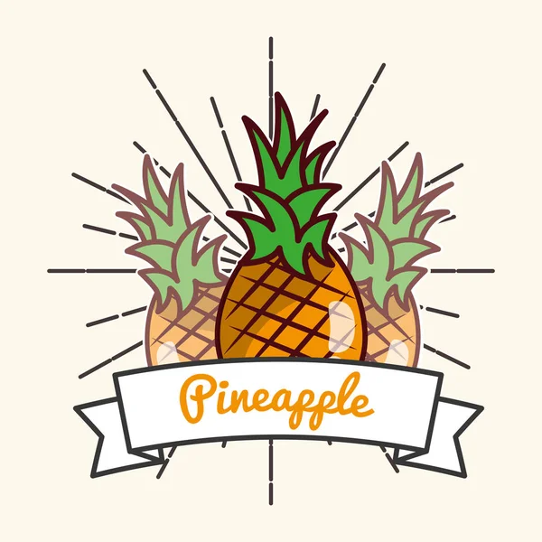 Ananas fruits vitamines biologiques emblème — Image vectorielle