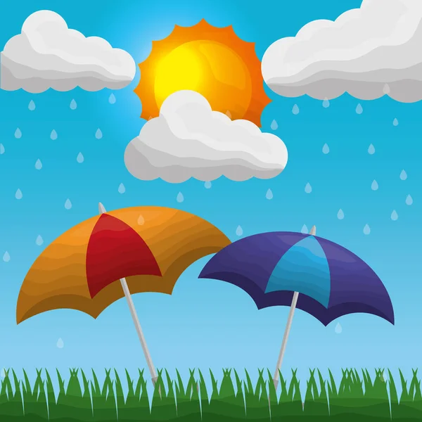 Temporada de verano y lluvias — Vector de stock