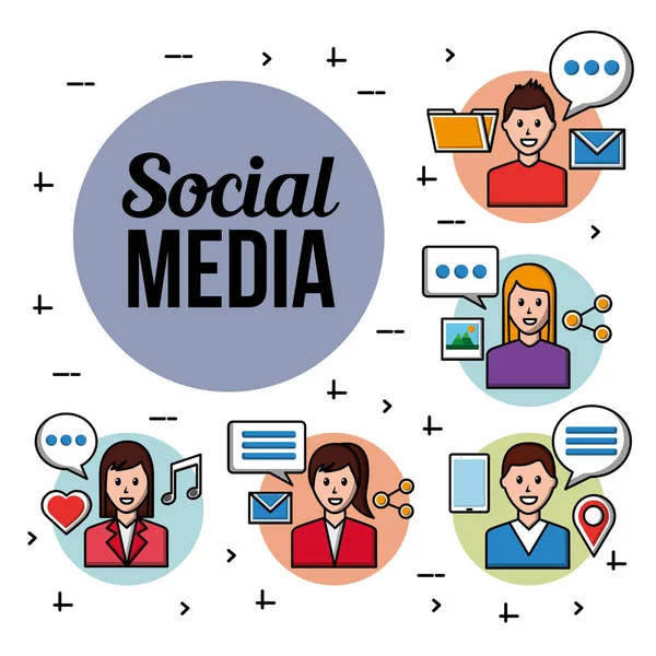 Personas redes sociales — Vector de stock