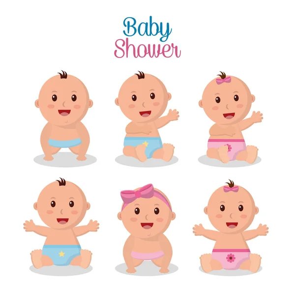 Baby shower boy and girl — Stock Vector