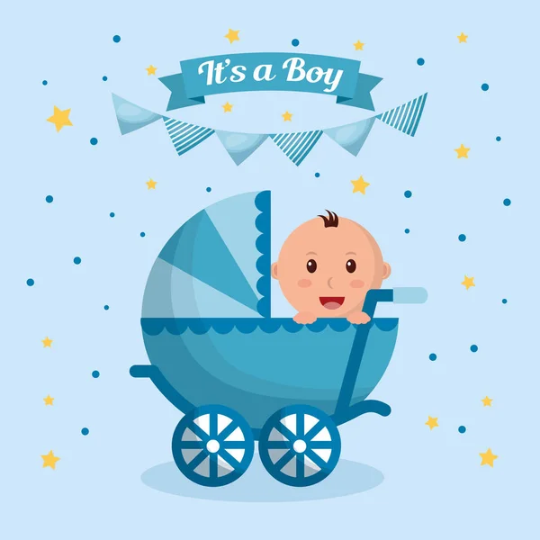 Douche de bébé garçon et fille — Image vectorielle