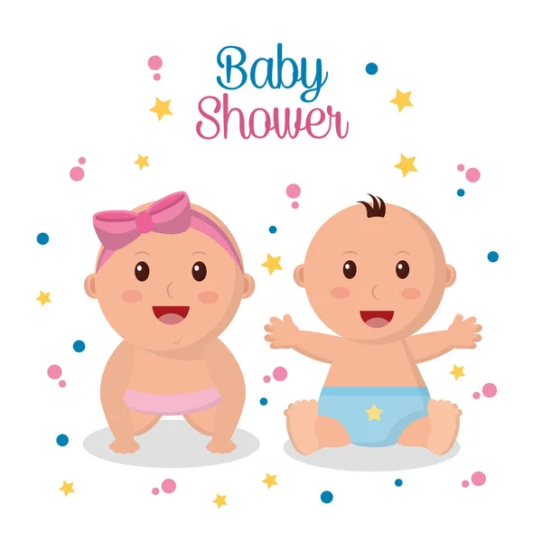 Baby ντους αγόρι και κορίτσι — Διανυσματικό Αρχείο
