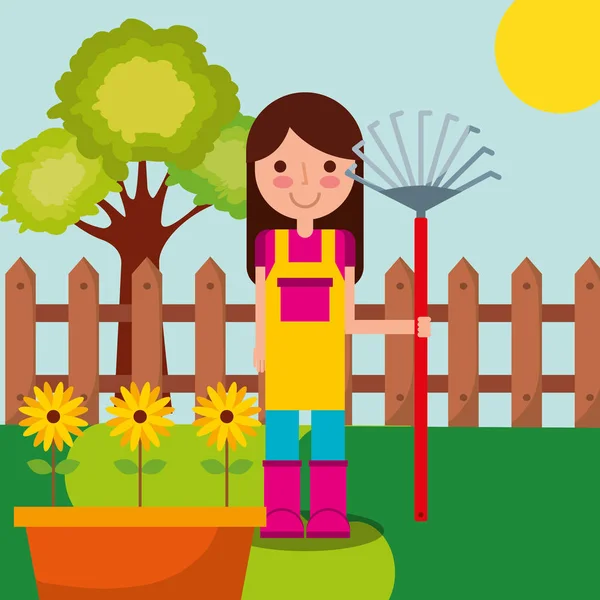 Farma dívka zahradník — Stockový vektor