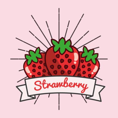 çilek meyve organik vitaminler amblemi 