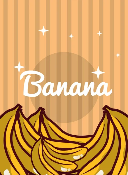 Listrado fundo brilhante fresco frutas naturais banana — Vetor de Stock