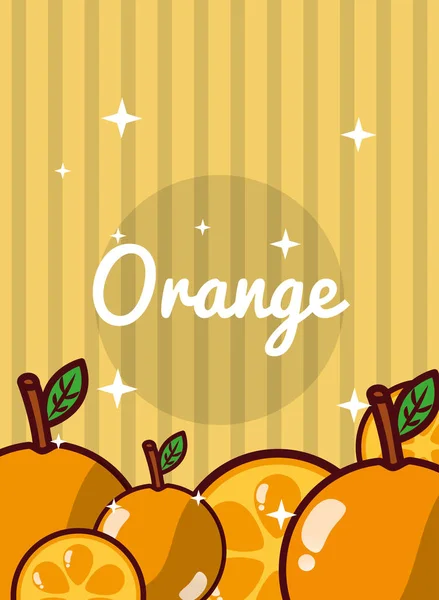 Fondo brillante rayado frutas naturales frescas naranja — Vector de stock