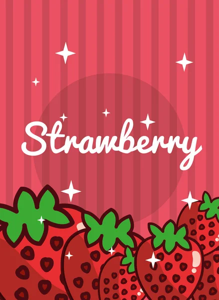 Gestreifte helle Hintergrund frische natürliche Früchte Erdbeere — Stockvektor