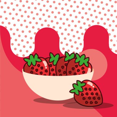 kase çilek meyve lezzetli noktalı arka plan rengi hasat