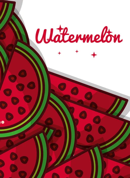 Gesneden watermeloen fruit sappige zoete poster — Stockvector