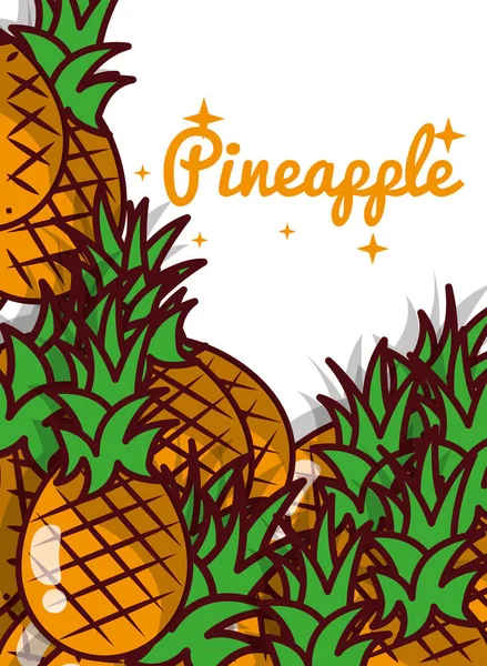 Pineapple fruit juicy sweet poster — Stock Vector