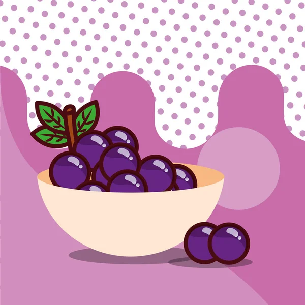 Raisins dans le bol récolte fruits savoureux pointillé couleur de fond — Image vectorielle