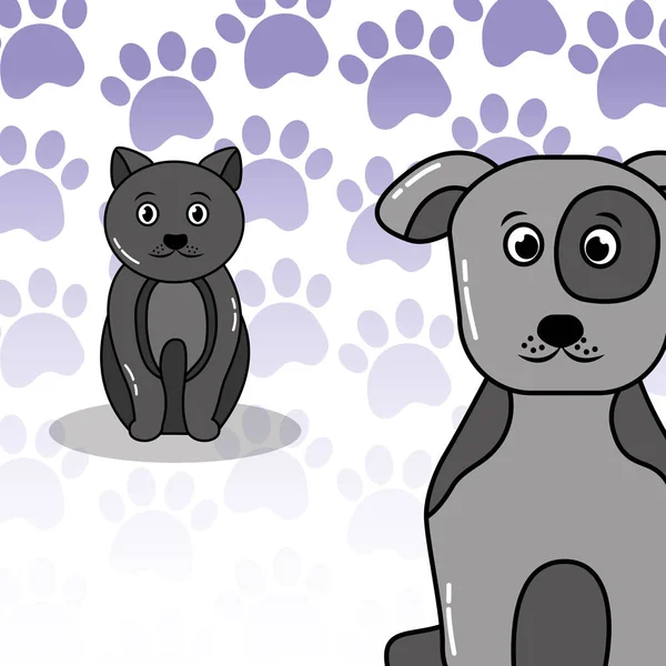 สัตว์เลี้ยง สุนัขและแมว — ภาพเวกเตอร์สต็อก
