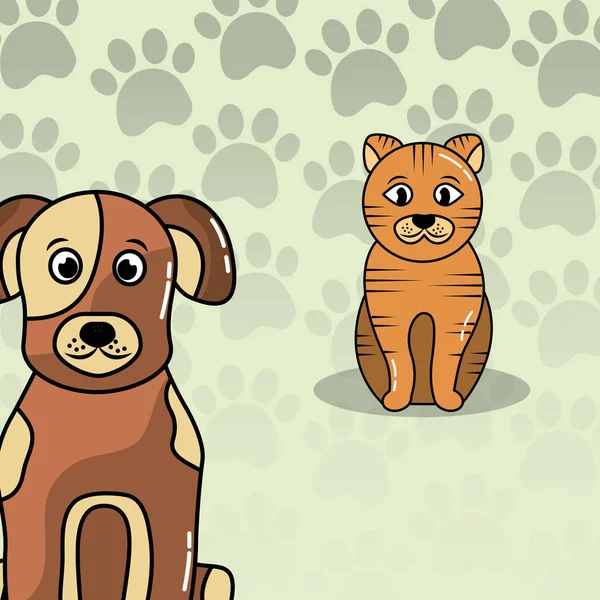 Animaux chien et chat — Image vectorielle