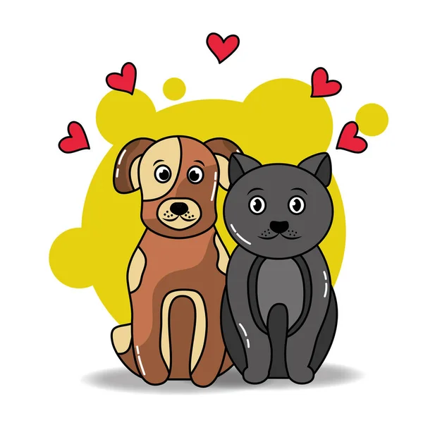 Chat et chien pour animaux de compagnie — Image vectorielle