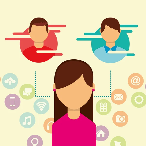 Personas redes sociales — Vector de stock