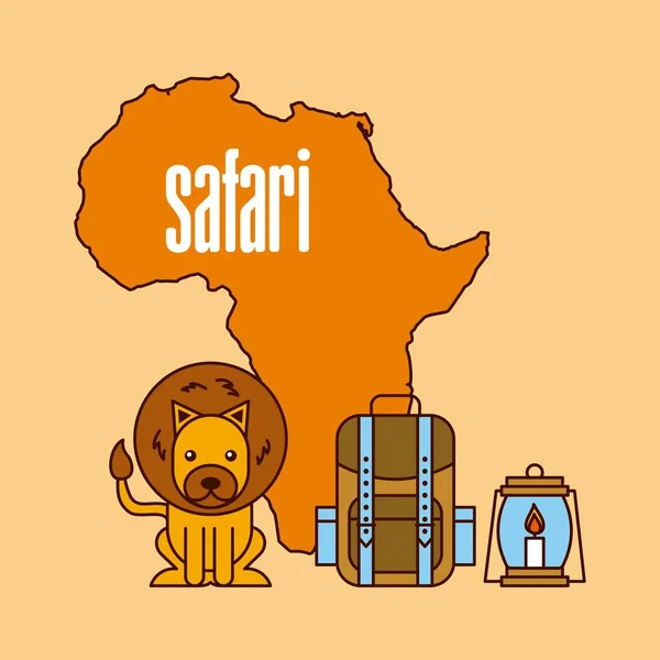 Safari viagem aventura natural animal mapa ferramentas — Vetor de Stock