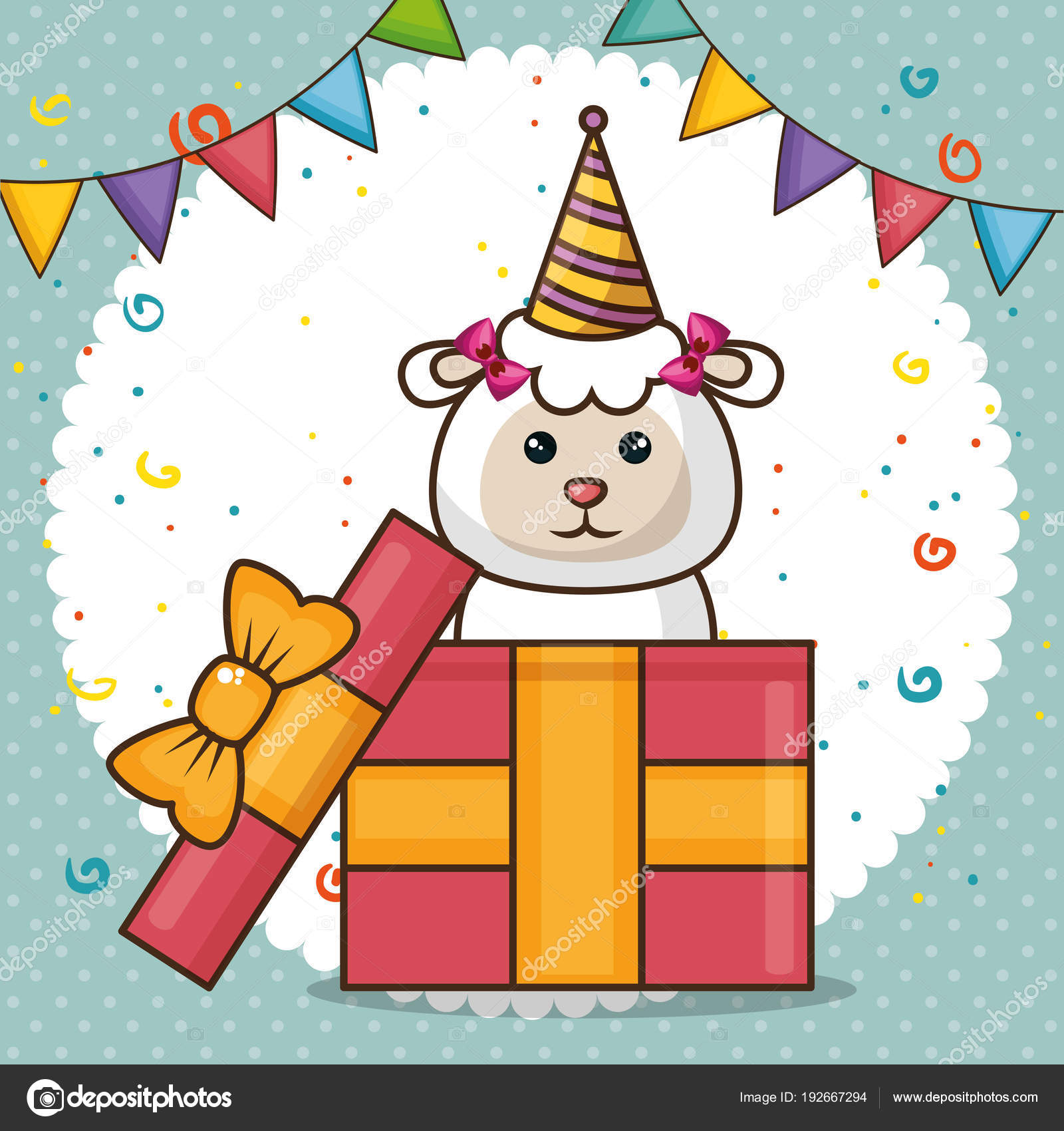 Carte D Anniversaire Joyeux Avec Mouton Mignon Image Vectorielle Par Yupiramos C Illustration
