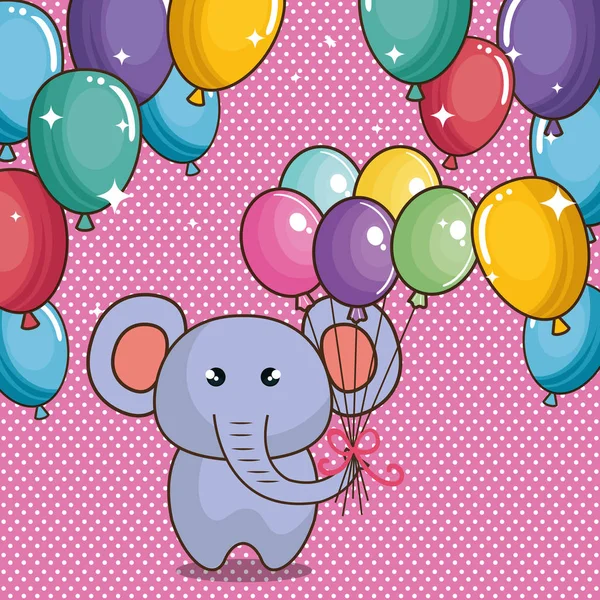 Buon compleanno con simpatico elefante — Vettoriale Stock