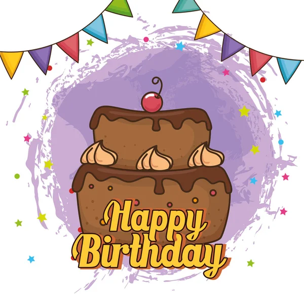 Glückwunschkarte zum Geburtstag mit süßem Kuchen — Stockvektor