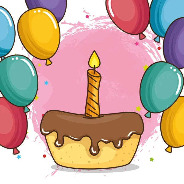 快乐的生日贺卡与甜美的蛋糕 — 图库矢量图片