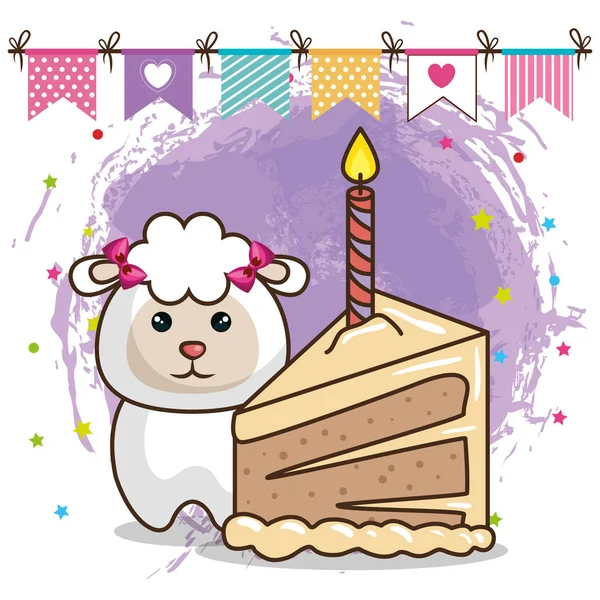 Všechno nejlepší k narozeninám karta s roztomilý ovce — Stockový vektor