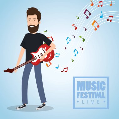 elektro gitar çalmak adamla canlı müzik festivali