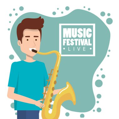 saksafon oynamaya adamla canlı müzik festivali