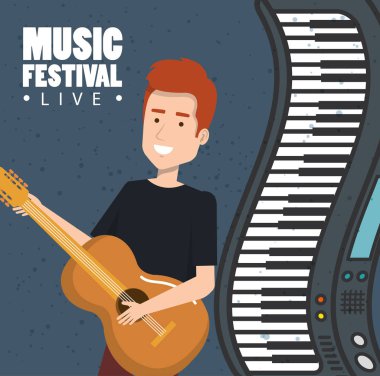 akustik gitar çalmak adamla canlı müzik festivali