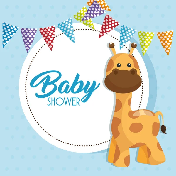 Baby shower card with cute giraffe — Stock Vector