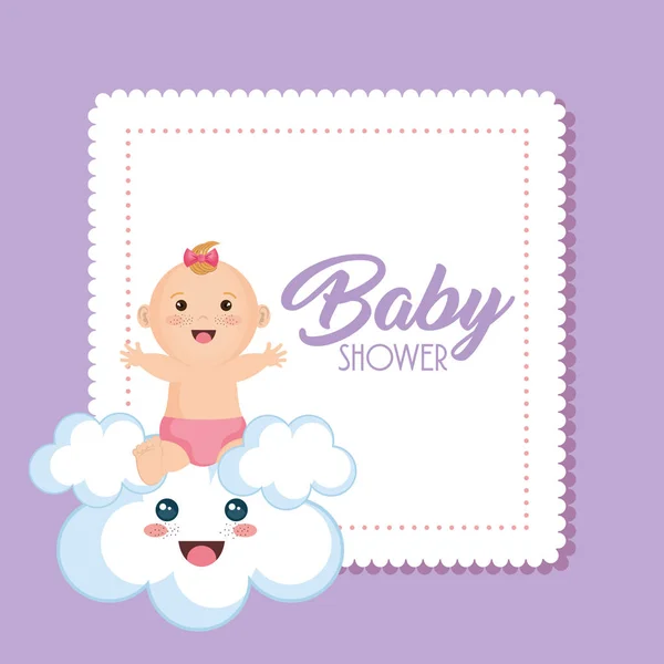 Baby shower card with little girl — Stock Vector