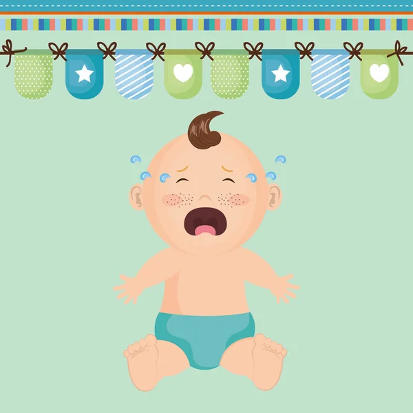Cartão de banho de bebê com menino — Vetor de Stock
