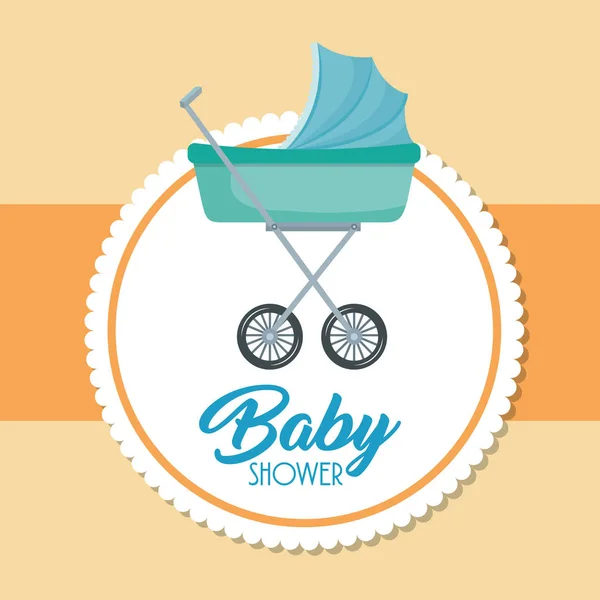 Tarjeta de ducha de bebé con carro — Vector de stock