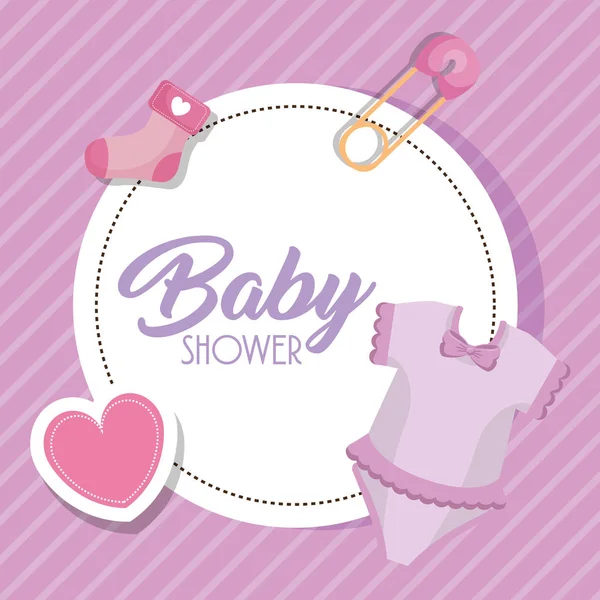 Baby shower card with set icons — Stock Vector