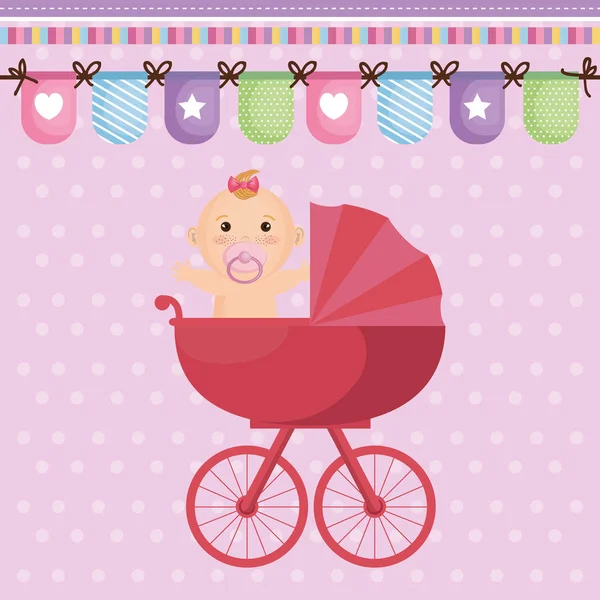 Baby shower kártya kislány — Stock Vector