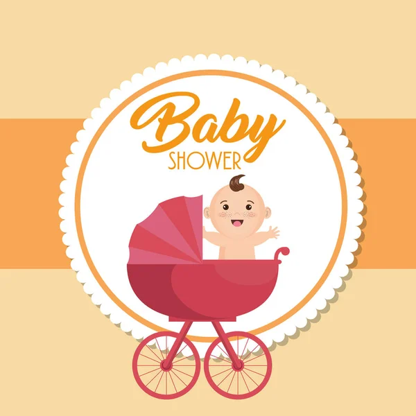 Baby shower card with little girl — Stock Vector