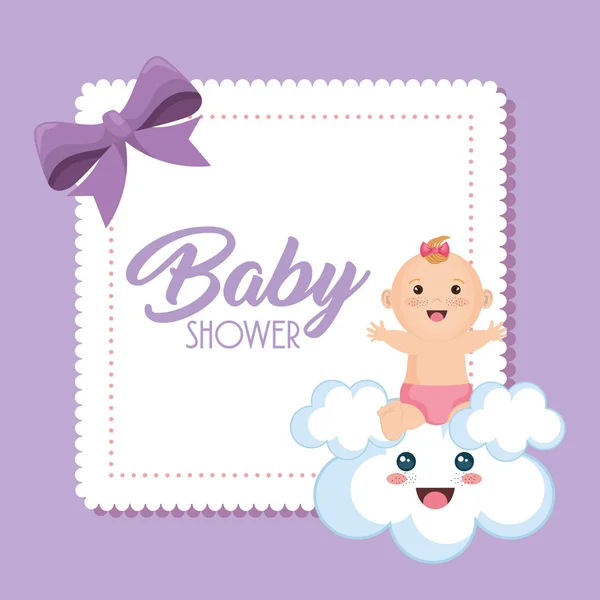 Baby shower card with little girl — Stock Vector