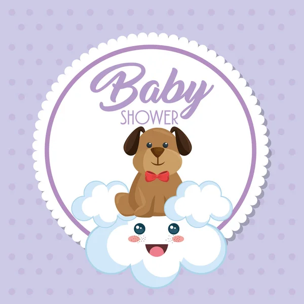 Baby shower card with cute dog — Stock Vector