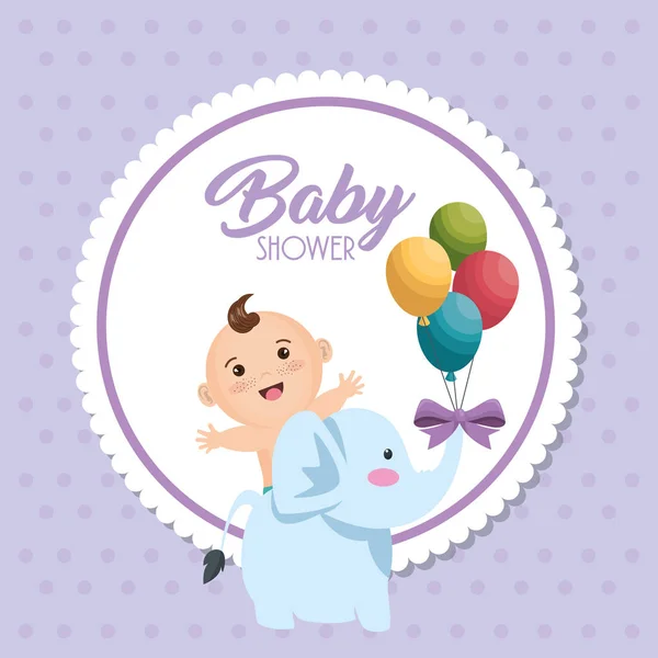 Tarjeta de ducha de bebé con niño pequeño — Vector de stock