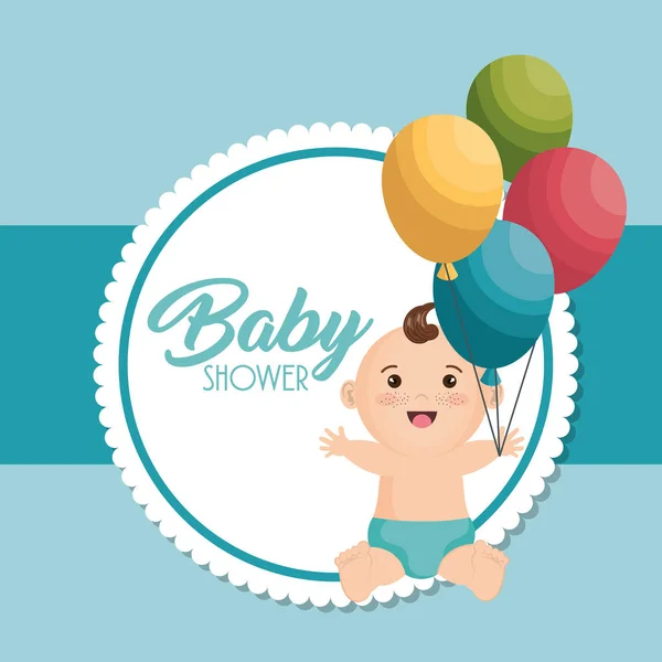 Baby shower card with little boy — Stock vektor
