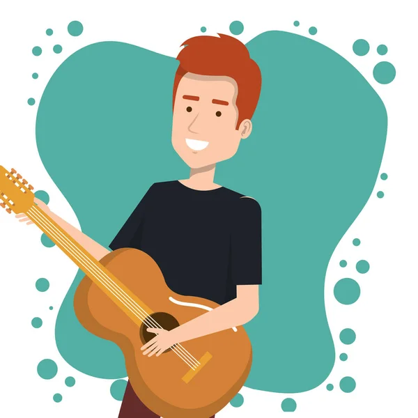 Zenei fesztivál élő ember játszik akusztikus gitár — Stock Vector