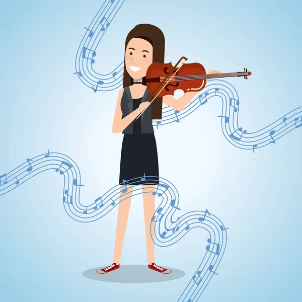 Zenei fesztivál élő nő játszik hegedű — Stock Vector