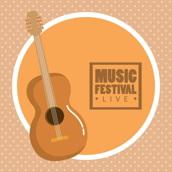 Festival de musique live avec guitare acoustique — Image vectorielle
