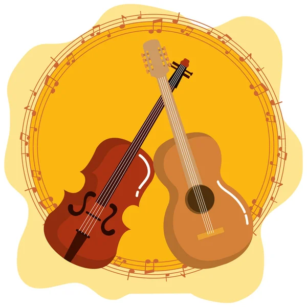 Festival de musique live avec violon et guitare acoustique — Image vectorielle