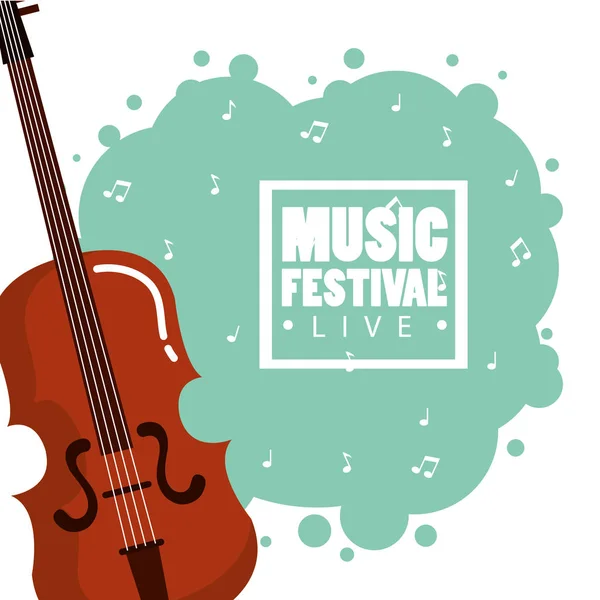 Festival di musica dal vivo con violino — Vettoriale Stock