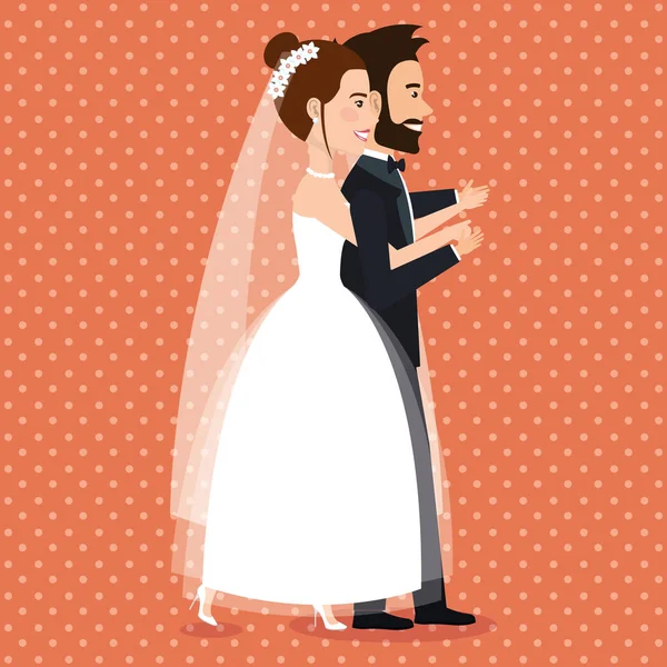 Μόλις παντρεμένο ζευγάρι είδωλα χαρακτήρες — Διανυσματικό Αρχείο