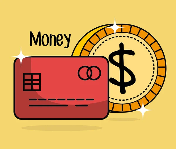 Сэкономить деньги монеты и кредитной карты — стоковый вектор