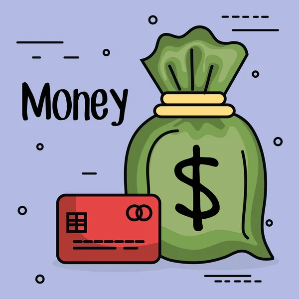 Zapisz worek pieniędzy z karty kredytowej — Wektor stockowy